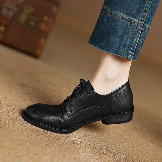 British Style Lace-up Leather Shoes - DANCING WITH SHOES