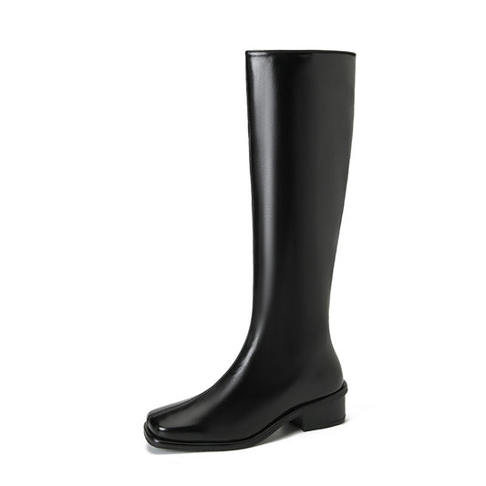 Square Toe Over-the-knee Stretch Chunky Heel Not Over The Knee Boots - DANCING WITH SHOES