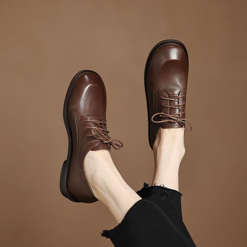 British Style Lace-up Leather Shoes - DANCING WITH SHOES