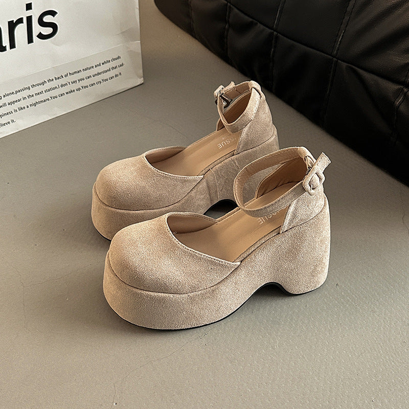 Retro Closed Toe All-match Buckle Women's Thick Heel Shoes Fashion - DANCING WITH SHOES