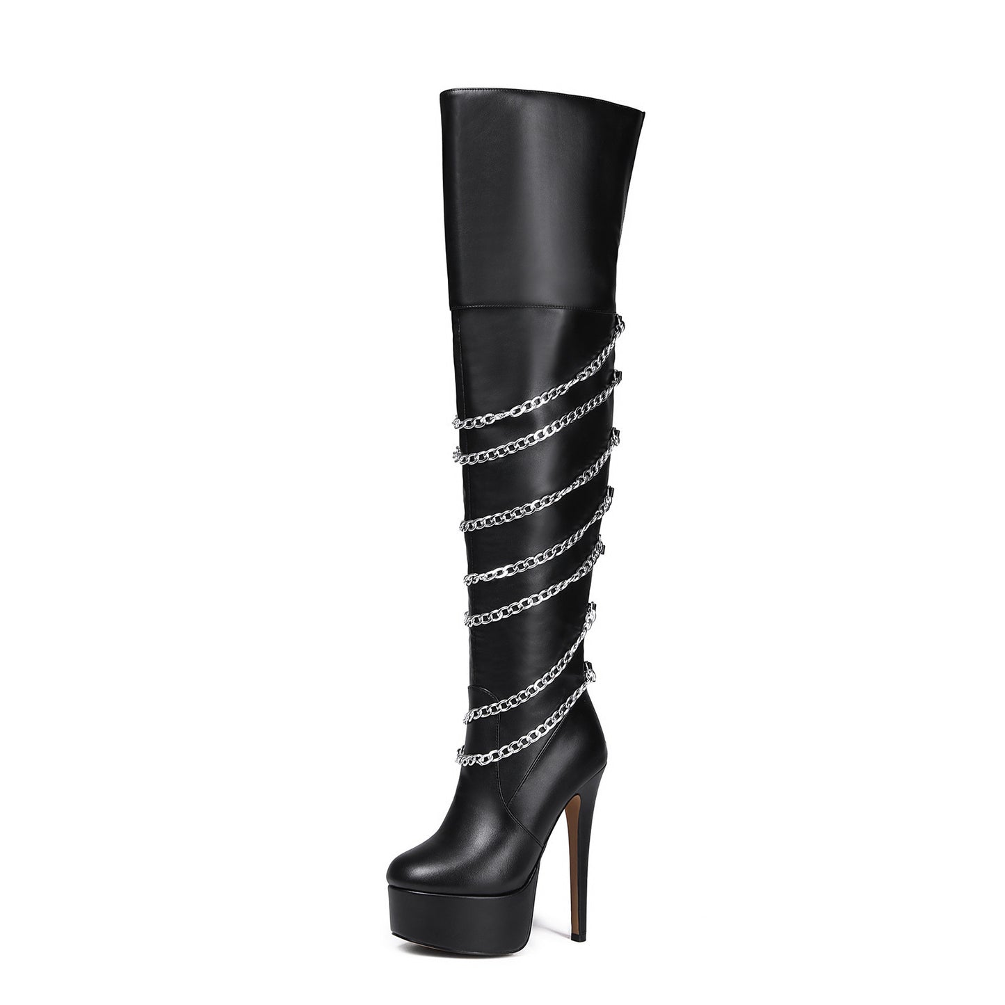 Metal Pointed Hot Girl Below The Knee Knight Boots High Heel - DANCING WITH SHOES