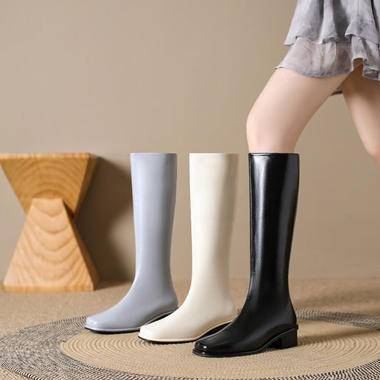 Square Toe Over-the-knee Stretch Chunky Heel Not Over The Knee Boots - DANCING WITH SHOES
