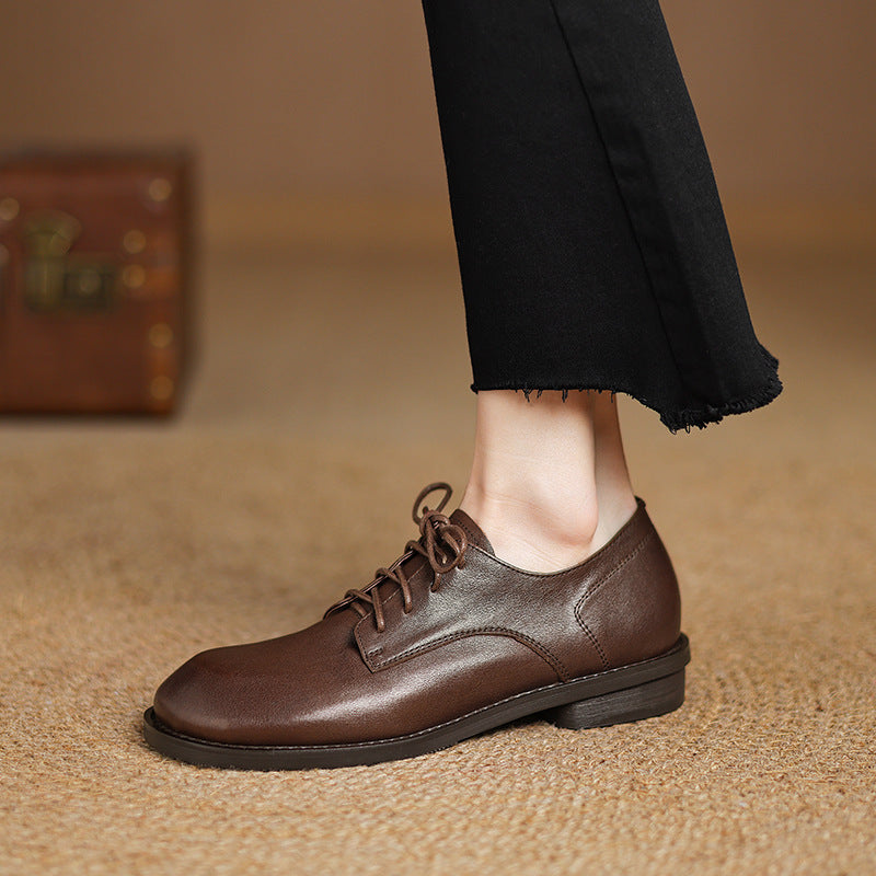 British Style Lace-up Leather Shoes - DANCING WITH SHOES