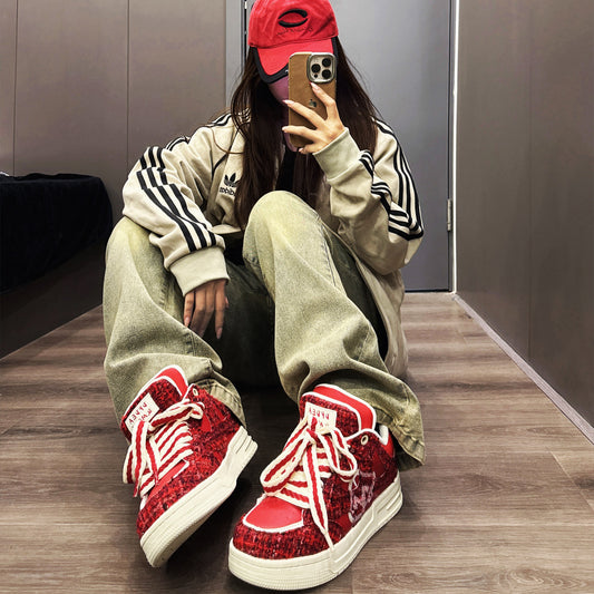 Women's Creative All-match Printed Flat Sneakers - DANCING WITH SHOES