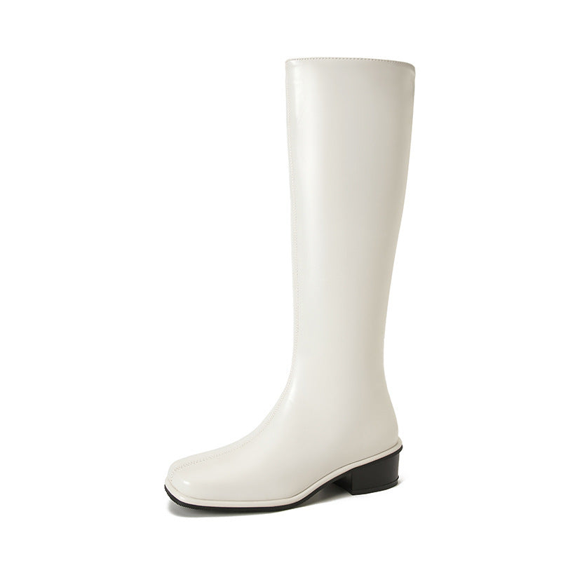 Square Toe Over-the-knee Stretch Chunky Heel Not Over The Knee Boots - DANCING WITH SHOES