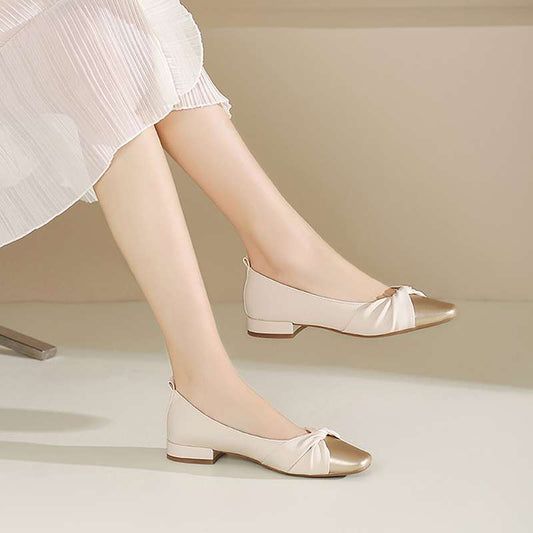 Low Heel Low-cut Pumps Spring Dress Soft Bottom Women's Gommino Kafuu French Mary Jane - DANCING WITH SHOES