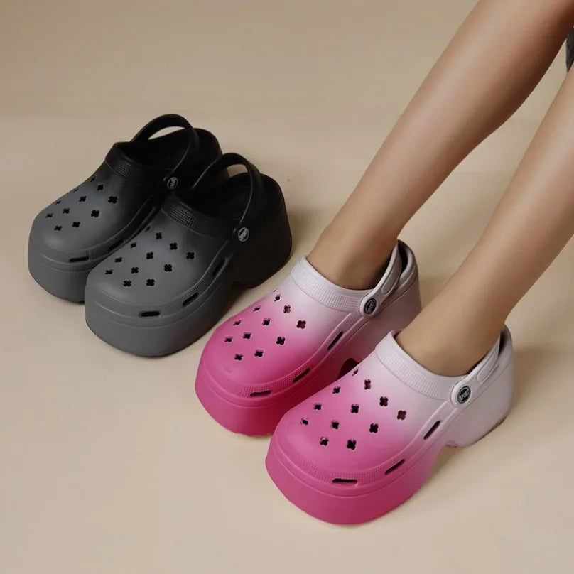 House Slipper Platform High Heel Wedge Clog Woman Sandal Flip Flops Beach Chunky Cloud Home Garden Shoe Female Slides Outdoor