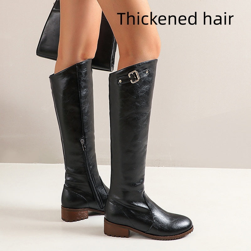 Retro Casual Women's Chunky Heel Knight Boots - DANCING WITH SHOES