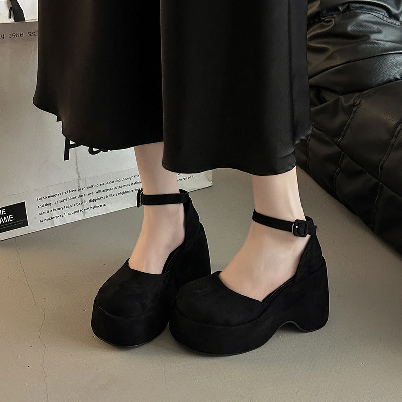 Retro Closed Toe All-match Buckle Women's Thick Heel Shoes Fashion - DANCING WITH SHOES