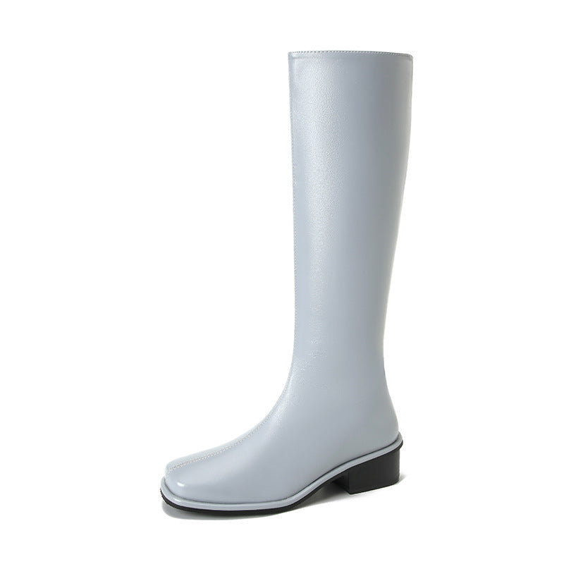 Square Toe Over-the-knee Stretch Chunky Heel Not Over The Knee Boots - DANCING WITH SHOES
