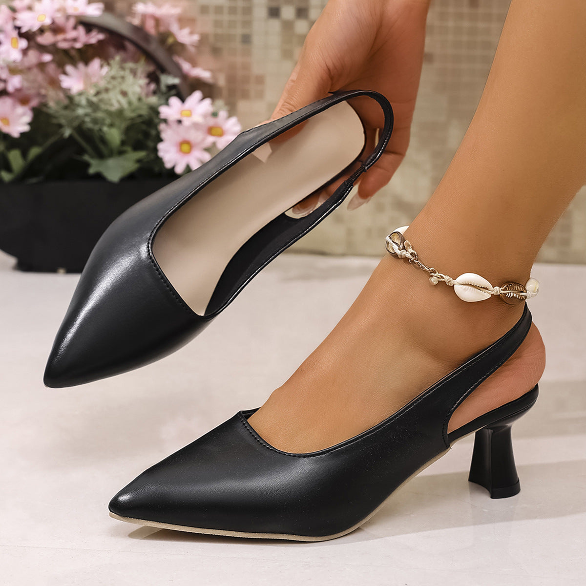 Pointed Toe Sandals Women's Mid Heel - DANCING WITH SHOES