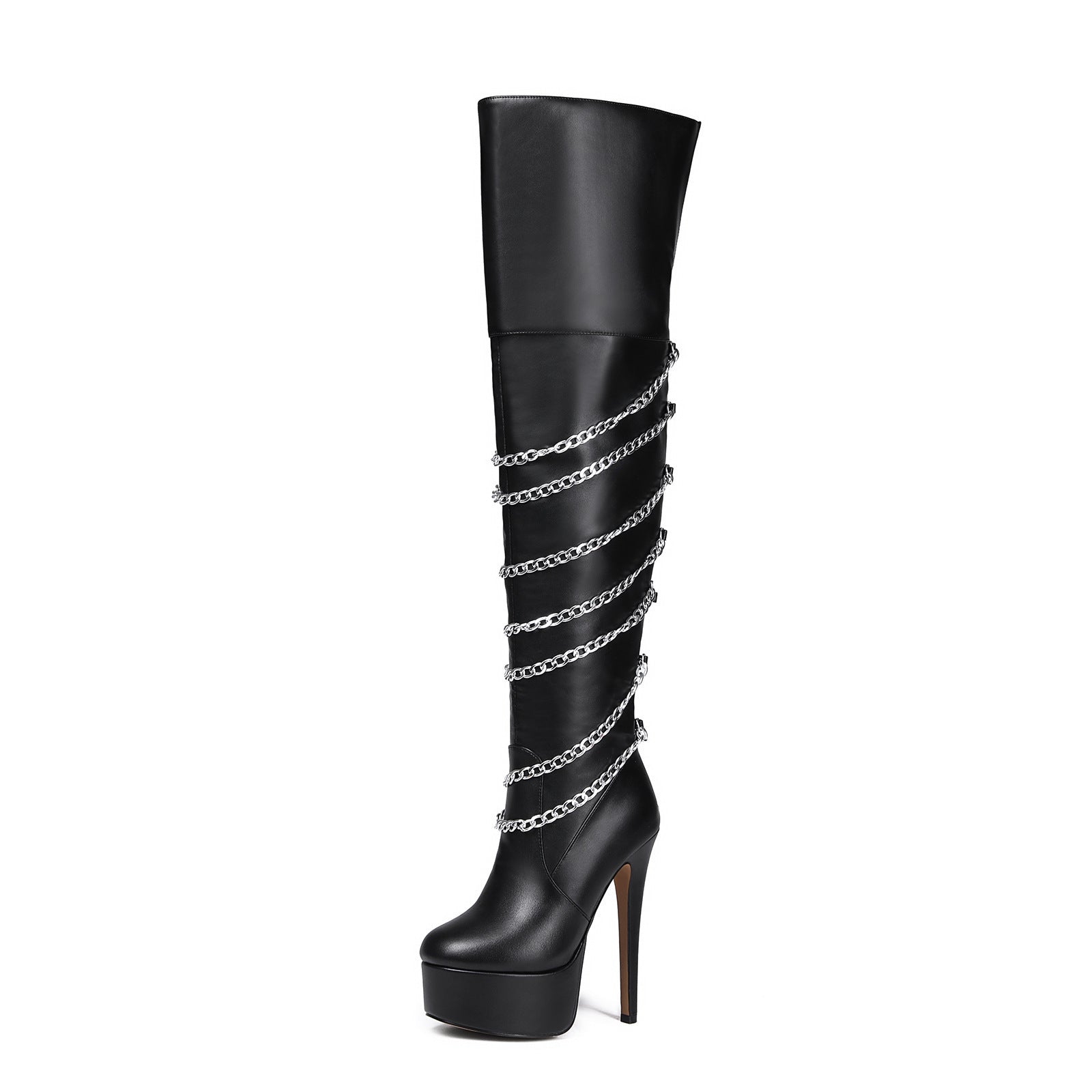 Metal Pointed Hot Girl Below The Knee Knight Boots High Heel - DANCING WITH SHOES