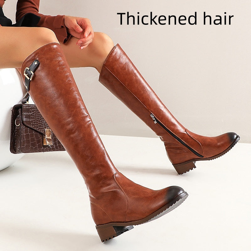 Retro Casual Women's Chunky Heel Knight Boots - DANCING WITH SHOES