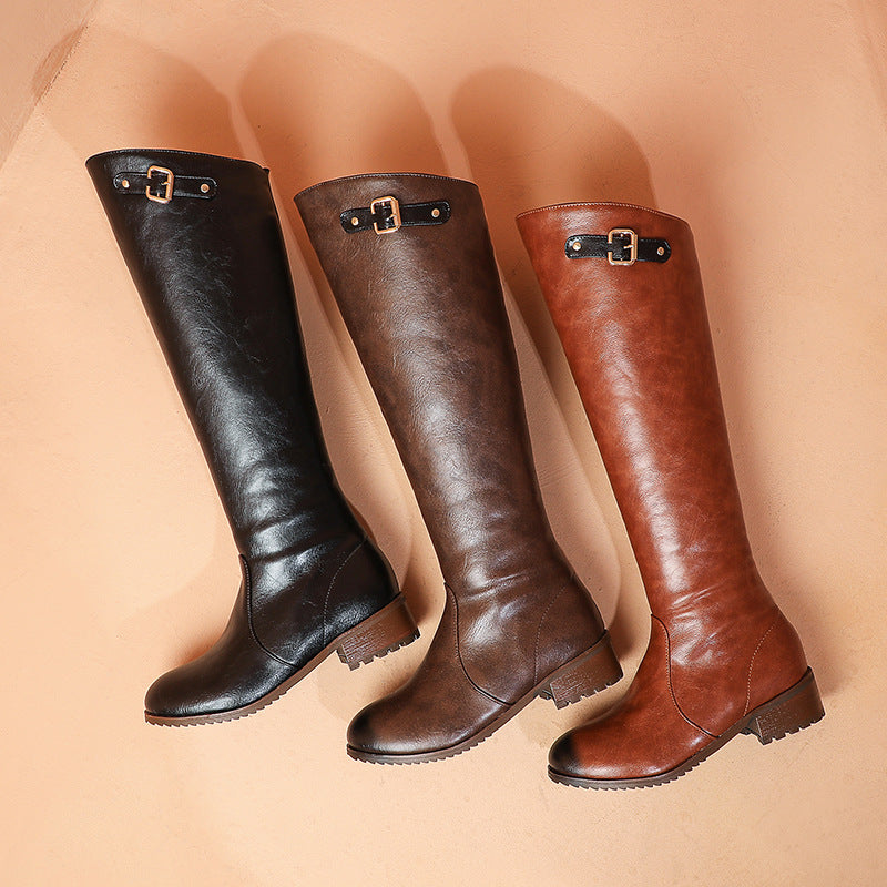 Retro Casual Women's Chunky Heel Knight Boots - DANCING WITH SHOES