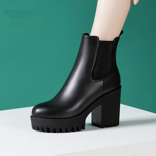 Chic Leather Mid-Calf Boots