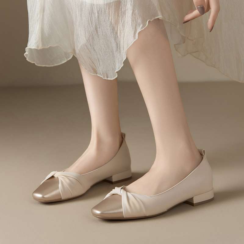 Low Heel Low-cut Pumps Spring Dress Soft Bottom Women's Gommino Kafuu French Mary Jane - DANCING WITH SHOES
