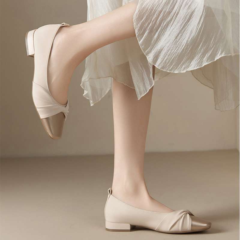 Low Heel Low-cut Pumps Spring Dress Soft Bottom Women's Gommino Kafuu French Mary Jane - DANCING WITH SHOES