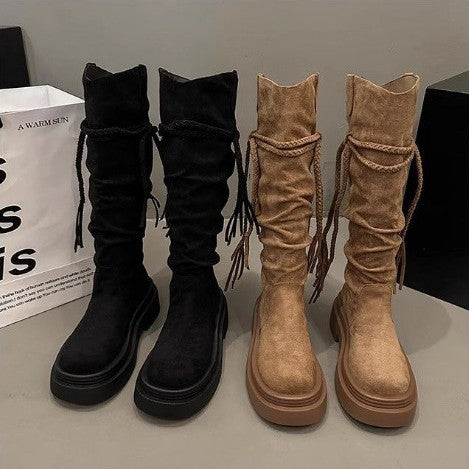 Chic Fringe Stacked Boots