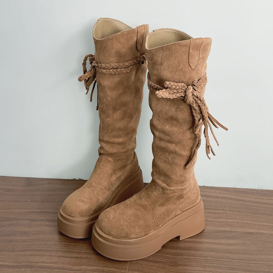 Chic Fringe Stacked Boots