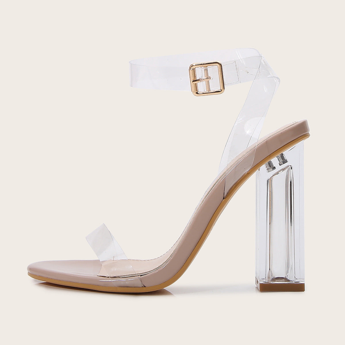 Women's Round Toe Glass Heel High Heels - DANCING WITH SHOES