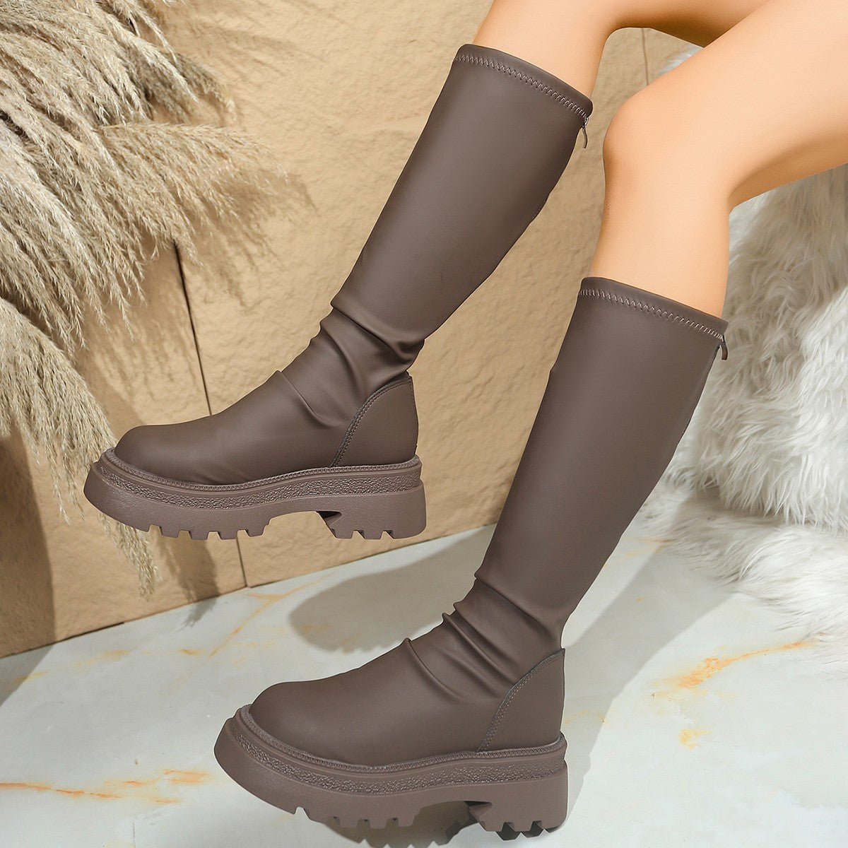 Women's Thick Bottom Retro Plus Size Boots - DANCING WITH SHOES