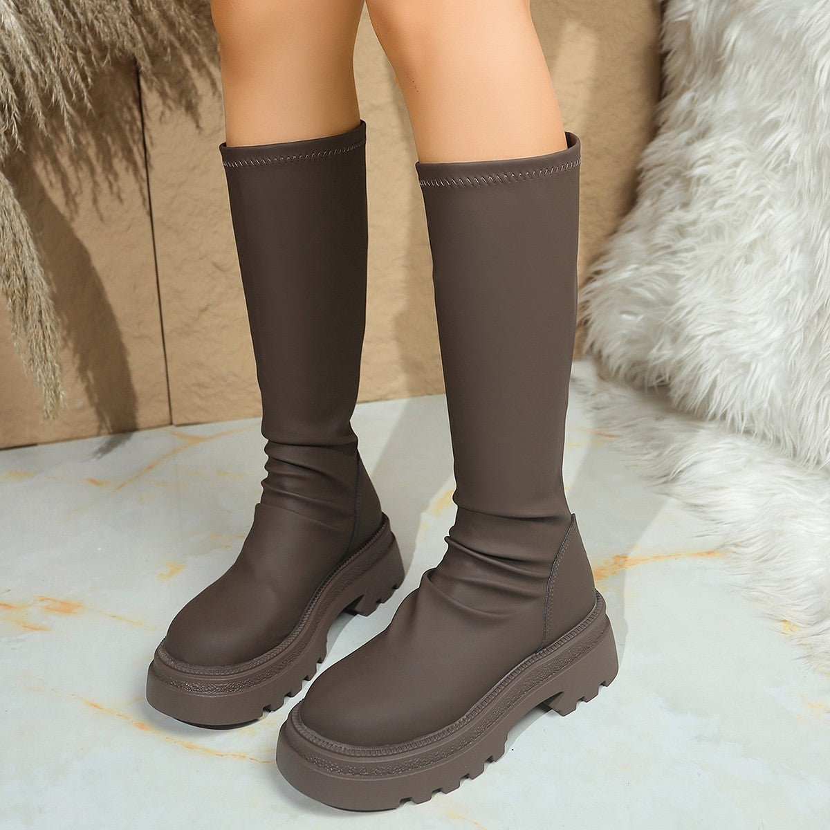 Women's Thick Bottom Retro Plus Size Boots - DANCING WITH SHOES