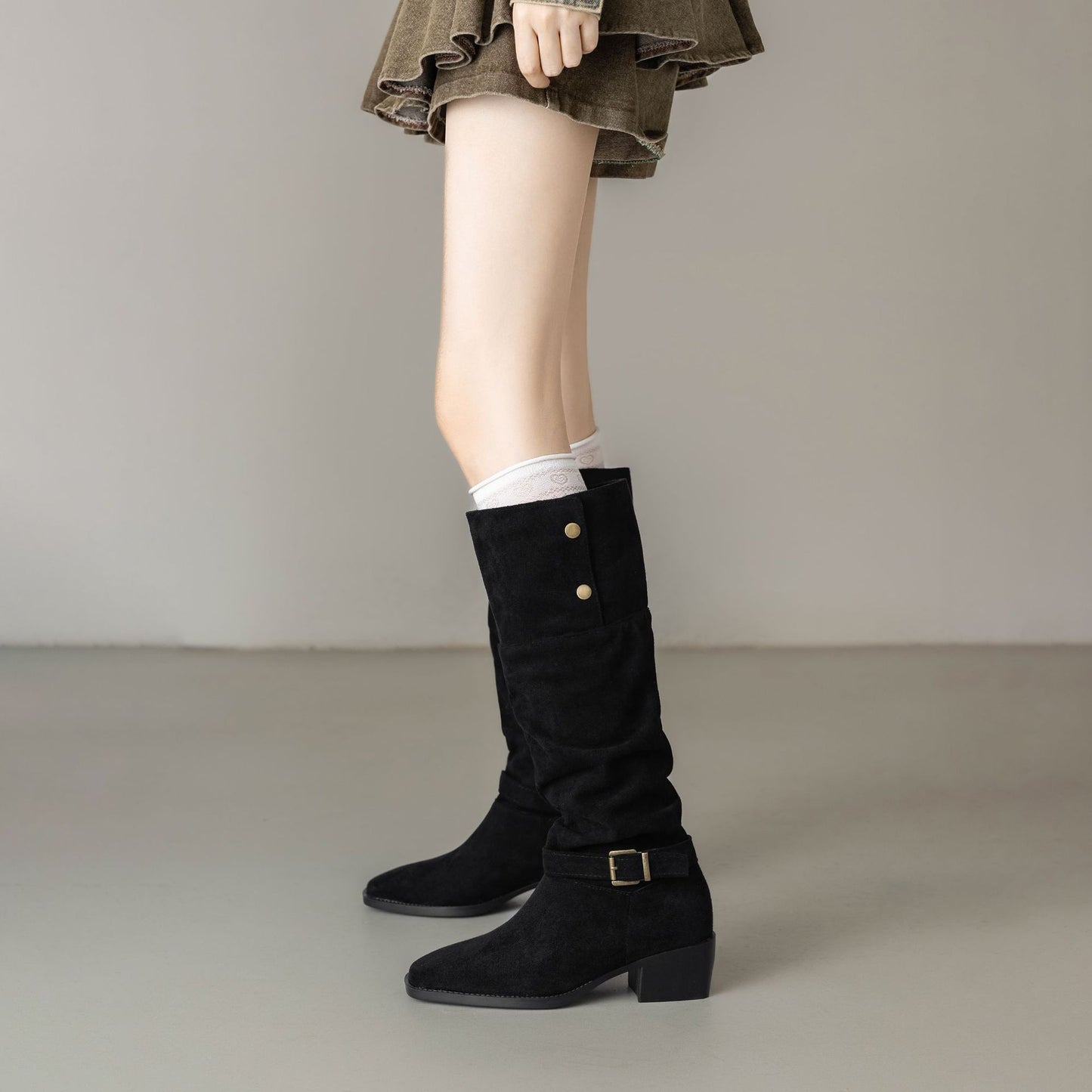 Chic Stacked Heel Ankle Boots