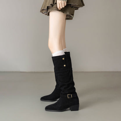 Chic Stacked Heel Ankle Boots